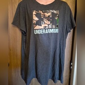 WOMENS Under Armour Loose Tee T Shirt Camo Camouflage Size 2x 2xl Logo Heatgear